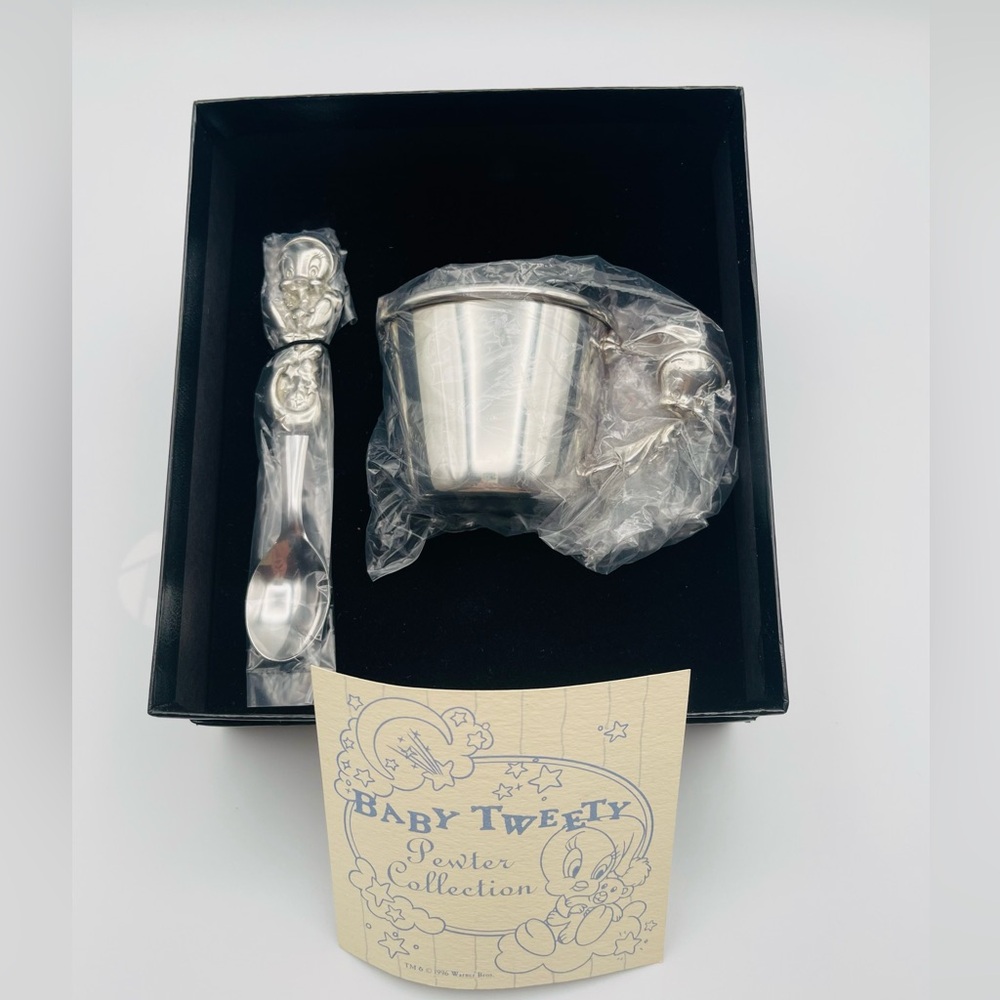 Warner Bros. Baby Tweety Looney Tunes Pewter Feeding Set-RARE NIB Signed